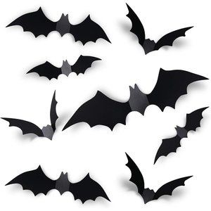 Halloween Bats Decoration Black 3D Scary  Wall Decal Bathroom Indoor